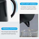 Thermal Coffee Carafe Tea Pot - 304 Stainless Steel Double Wall Vacuum Insulated, Cool Touch Handle, Hot & Cold Retention, 600ml