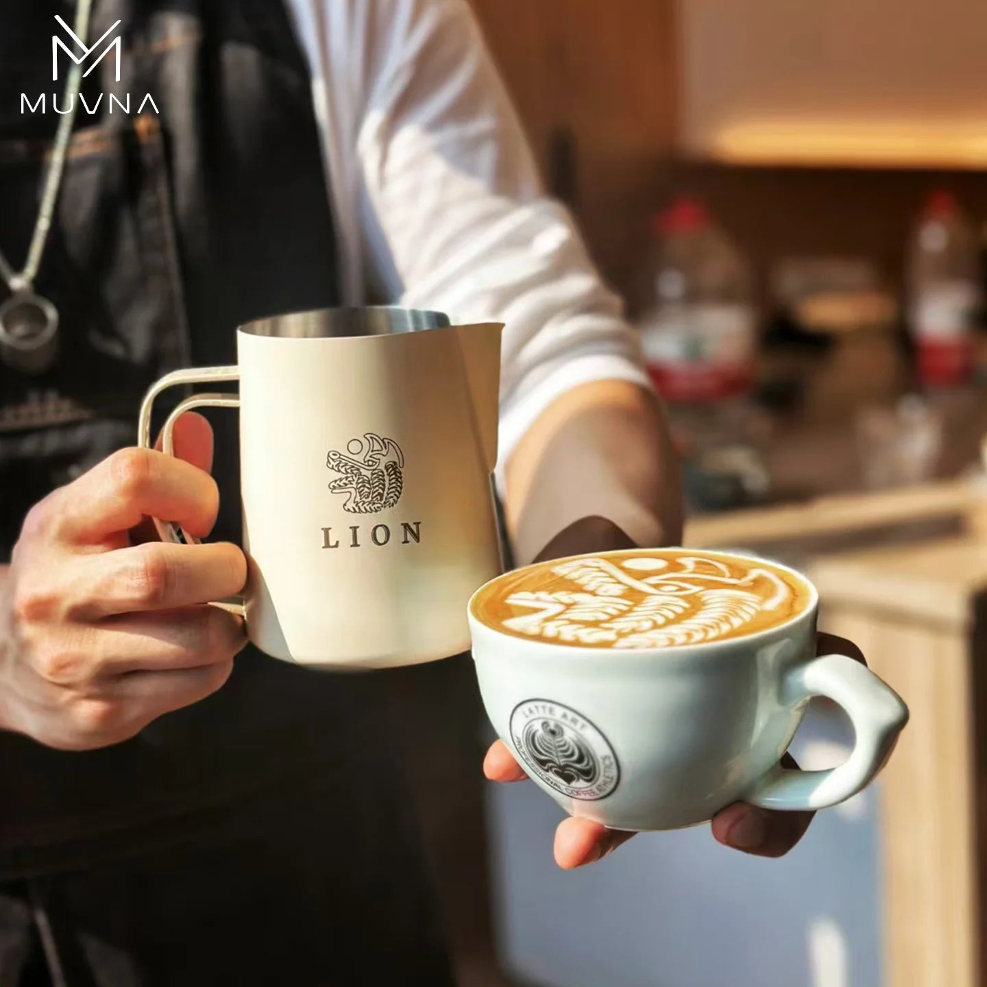 MUVNA DBW Latte Pitcher 600ml Sharp Spout LatteArt Pitcher milk jug barista selection.Ideal for home/camping/coffee shops