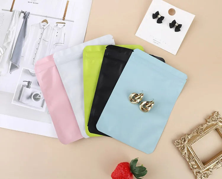 200PCS Aluminum Foil Zipper Packaging Bag DIY Custom Logo Tea Matcha Cocoa Powder Coffee Snack Sugar Spice Jewelry Gift Pouches
