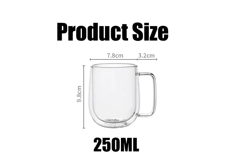 Double Wall High Borosilicate Glass Mug Heat Resistant Tea Milk Lemon Juice Coffee Water Cup Bar Drinkware Lover Gift Creativity