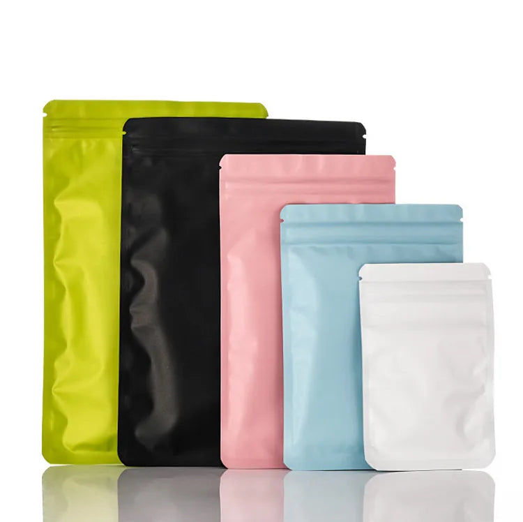 200PCS Aluminum Foil Zipper Packaging Bag DIY Custom Logo Tea Matcha Cocoa Powder Coffee Snack Sugar Spice Jewelry Gift Pouches