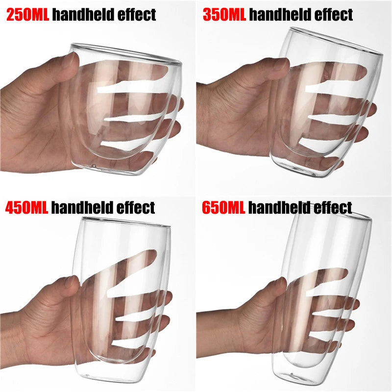 Double Wall High Borosilicate Glass Mug Heat Resistant Tea Milk Lemon Juice Coffee Water Cup Bar Drinkware Lover Gift Creativity