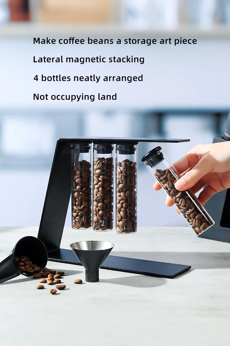 Convenient Magnetic Coffee Bean Storage Glass Tubes Storage Container Display Rack Espresso Accessories