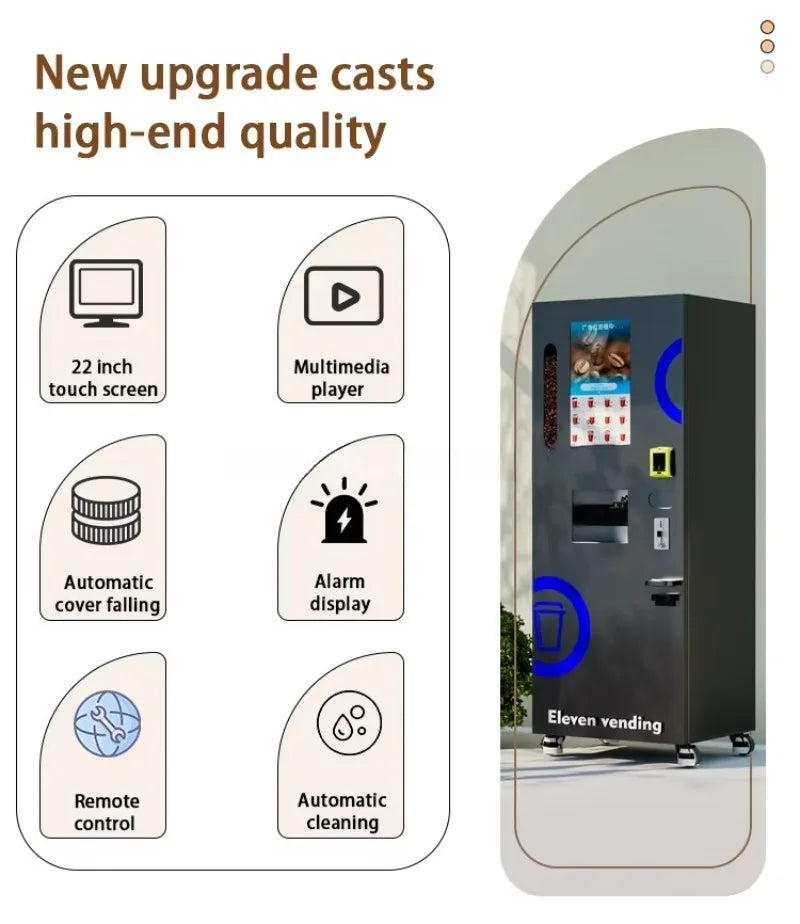 Automatic Fresh Ground Coffee Vending Machine with 24/7 OnDemand Premium Brew