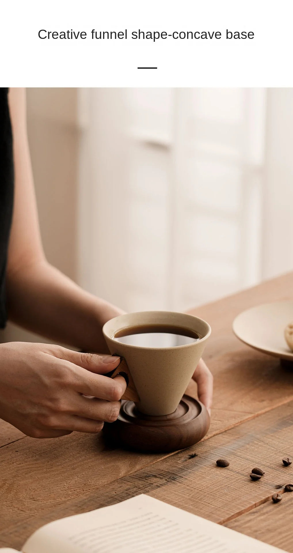 Triangular Cone Shape Vintage Pottery Tea Coffee Cup Pull Japanese Ceramic Mug Stoneware Rough Latte Espresso Cup 180ml