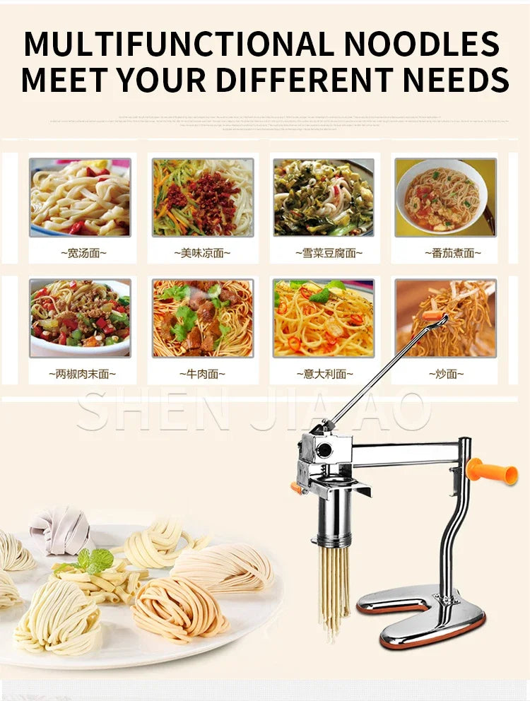 Household Manual Stainless Steel Noodle Pressing Machine Portable Two-axis Moodle Making Machine Manual Noodle Press