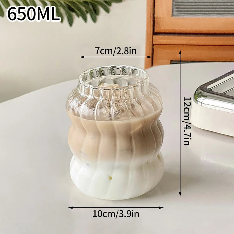 500ml Bubble Tea Glass Cups Coffee Measuring Cup Heat-resistant Tumbler Drinkware Transparent Milk Juice Pitcher Coffee Mug