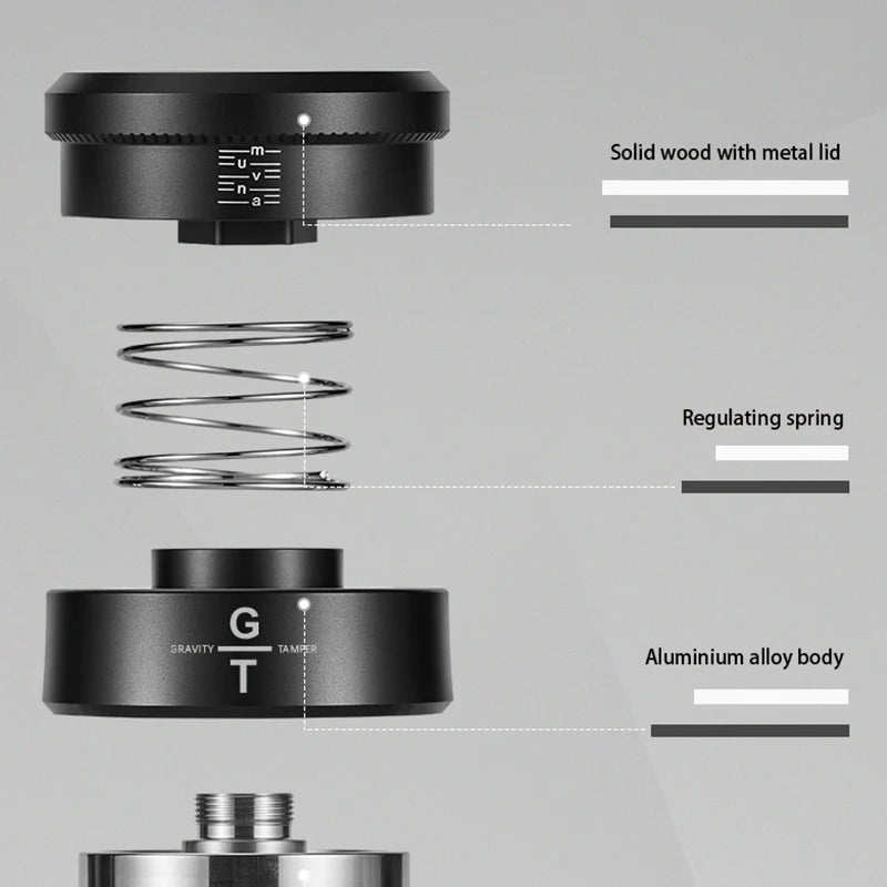 MUVNA Espresso Tamper V2, Slow Rebound Coffee Tamper with Stainless Steel Ripple Base for 51mm/53mm/58mm Portafilters