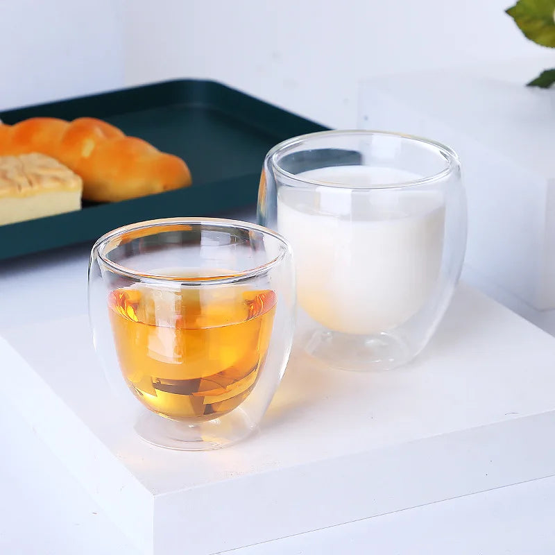 Double Wall High Borosilicate Glass Mug Heat Resistant Tea Milk Lemon Juice Coffee Water Cup Bar Drinkware Lover Gift Creativity