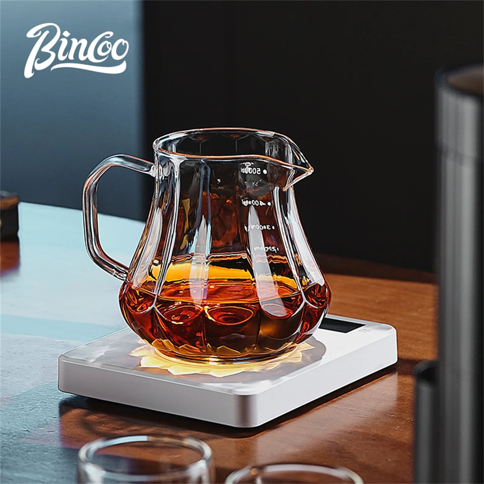 Bincoo 450ml 550ml Glass Coffee Server - Heat Resistant Barista Carafe for Cold Brew and Espresso Easy to Clean Drip Coffee Pot