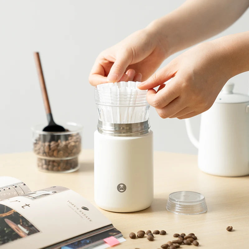 TIMEMORE Hand-Pour Coffee Cup 2-in-1 Ceramic water cup steel Portable Keeps Warm And Cold Send 10 coffee filter papers 320ml