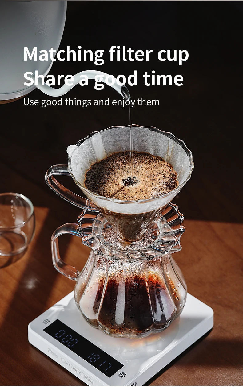 Bincoo 450ml 550ml Glass Coffee Server - Heat Resistant Barista Carafe for Cold Brew and Espresso Easy to Clean Drip Coffee Pot