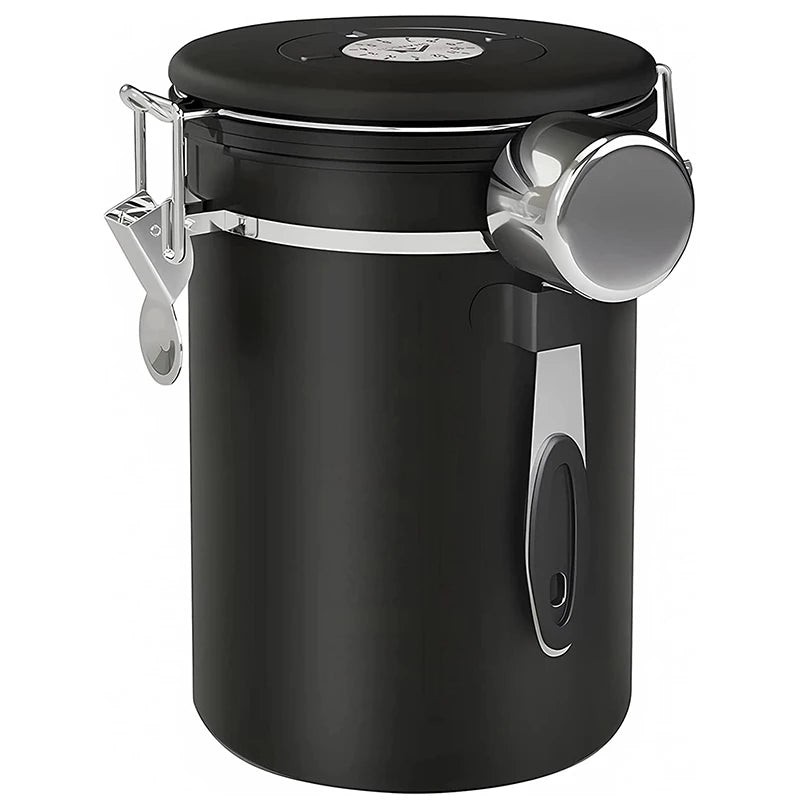 LMETJMA 1.8L Coffee Canister For Ground Coffee Stainless Steel Coffee Storage Canisters With Scoop for Beans Sugar Tea JT152