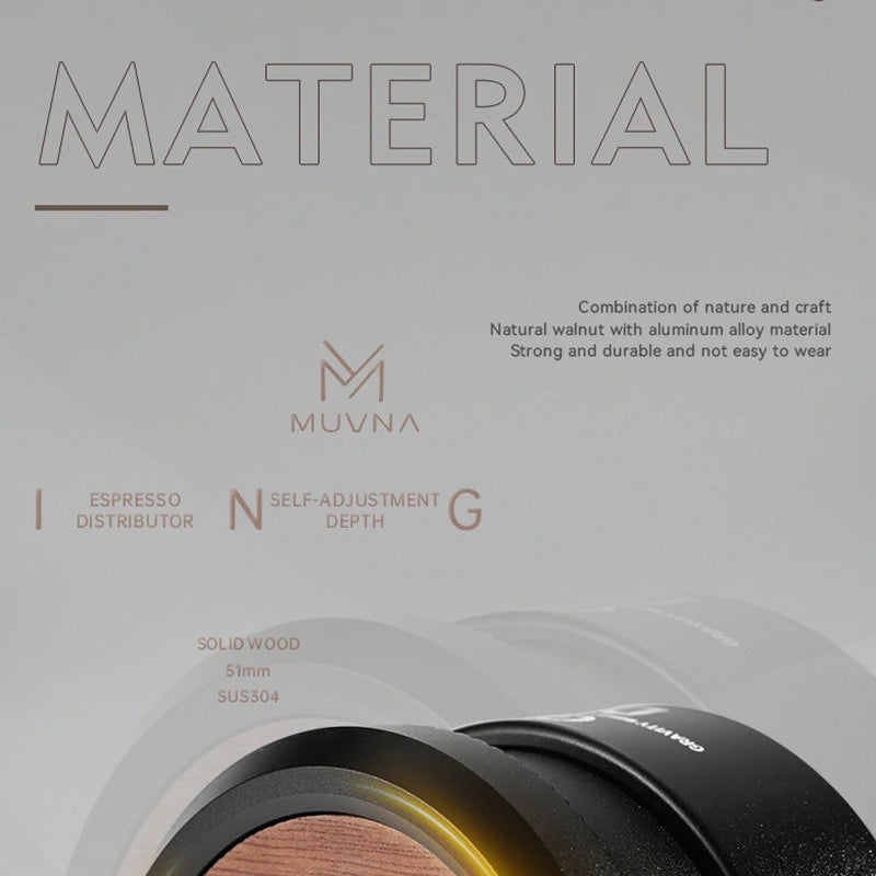 MUVNA Espresso Tamper V2, Slow Rebound Coffee Tamper with Stainless Steel Ripple Base for 51mm/53mm/58mm Portafilters