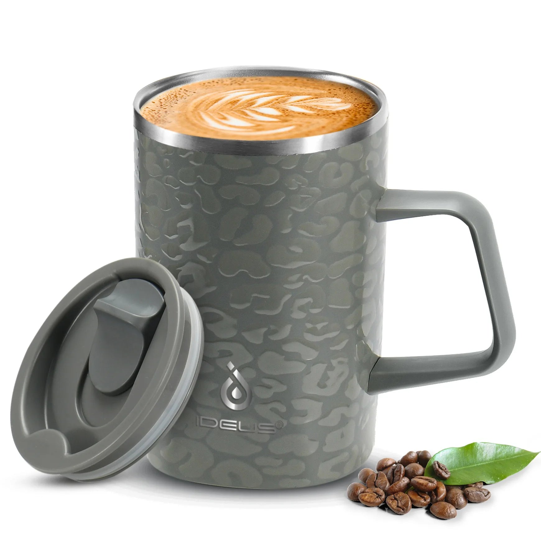 Ideus insulated coffee cup, stainless steel 450ml, with lid, double-layer vacuum insulated, suitable for home and office use