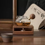 Wooden Tea Pot Heater Tea Supplies Elegant Tea Warmer Heating Coffee Milk Decoration for Home Kitchen Garden Travel Winter Gift