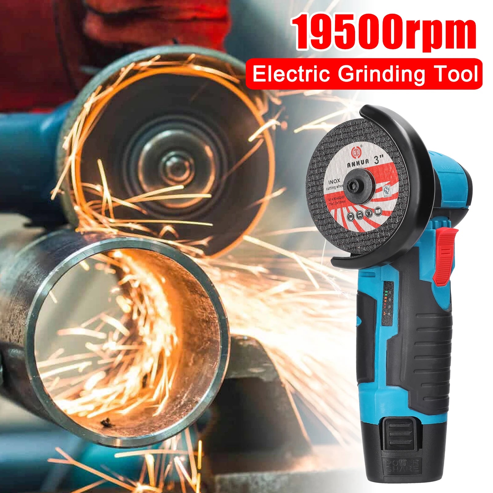 19500rpm Multifunctional Mini Grinder Electric Grinding Tool Handheld Cutter for Cutting Polishing Ceramic Tile Wood Stone Steel