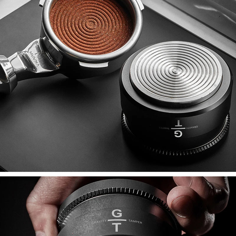 MUVNA Espresso Tamper V2, Slow Rebound Coffee Tamper with Stainless Steel Ripple Base for 51mm/53mm/58mm Portafilters