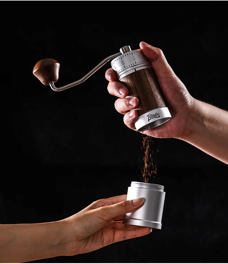 Bincoo Manual Coffee Grinder 38mm CNC 420 6-Star Steel Burr 9-Grade External Adjustment Aluminum Body for Precise Hand Grinding