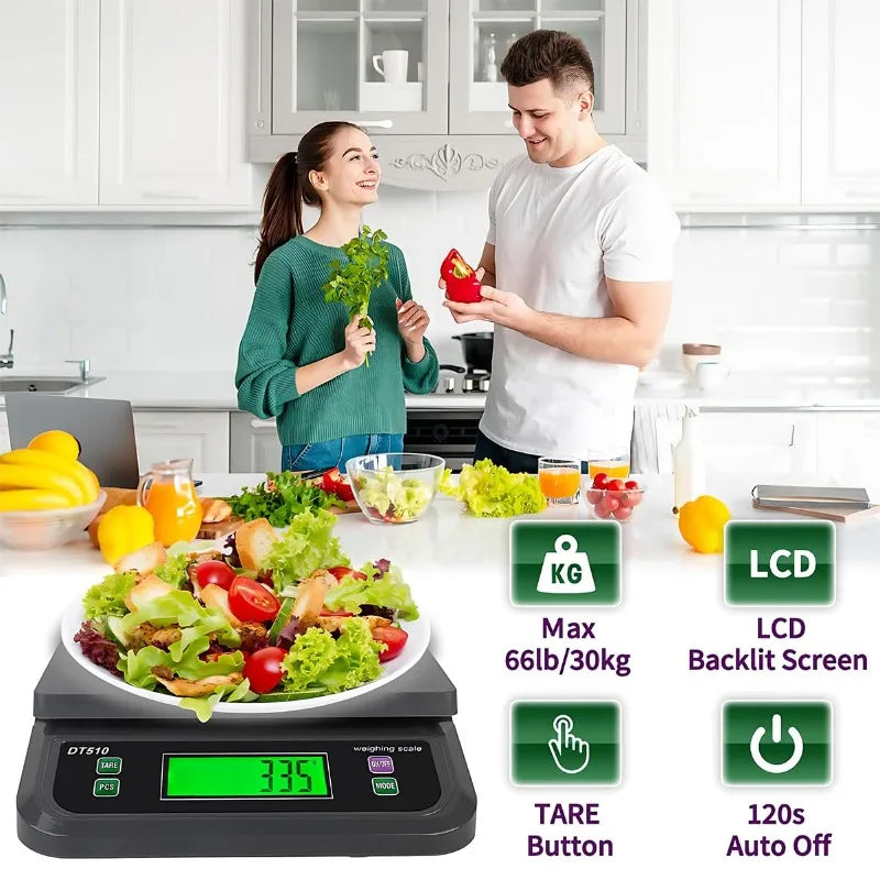 30kg Multi-functional Electronic Scale with 0.1g Precision, Kitchen Baking Coffee Scale, Timer Backlight, Postal Parcel Weighing