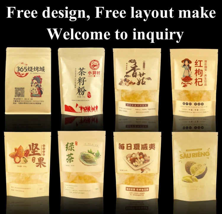 200PCS Aluminum Foil Zipper Packaging Bag DIY Custom Logo Tea Matcha Cocoa Powder Coffee Snack Sugar Spice Jewelry Gift Pouches