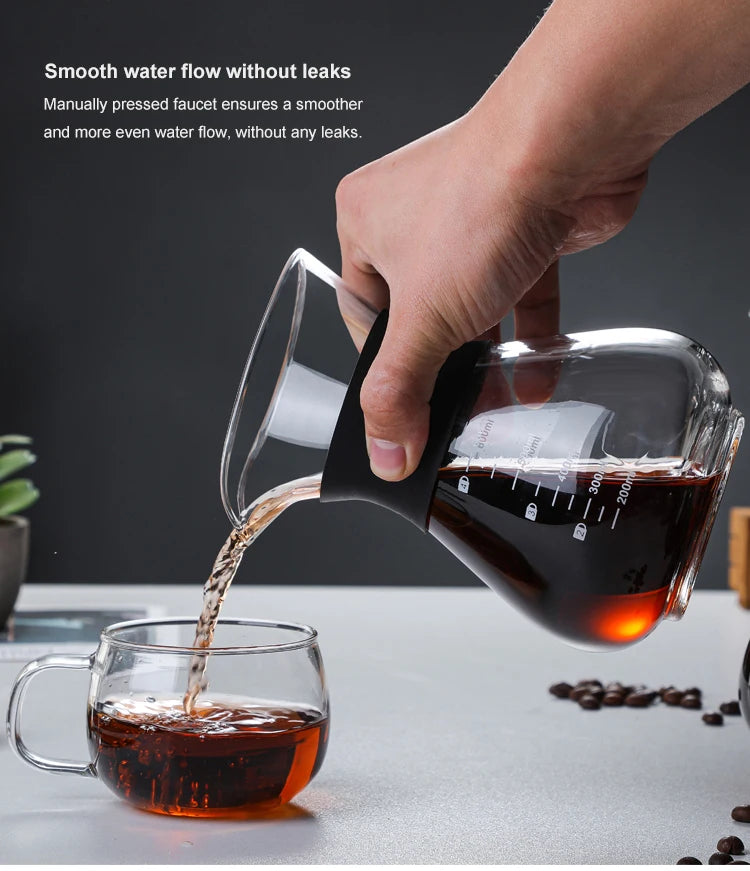 Glass Pour Over Coffee Maker Set with Sharing Carafe, Household Drip Coffee Brewer Kit for Home Brewing