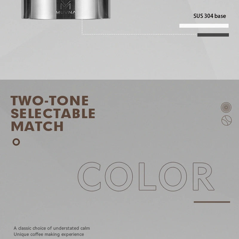 MUVNA Espresso Tamper V2, Slow Rebound Coffee Tamper with Stainless Steel Ripple Base for 51mm/53mm/58mm Portafilters