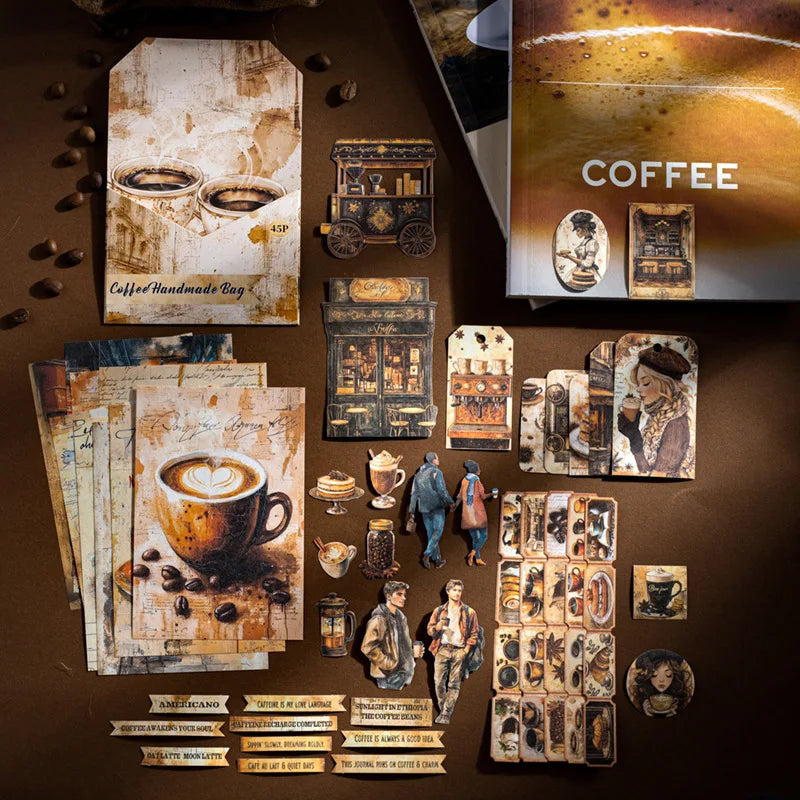 1pack/2pack Vintage Journal 45 Sheets/pack Coffee Journal Material Pack Large Quantity Pack Series Coffee Themed
