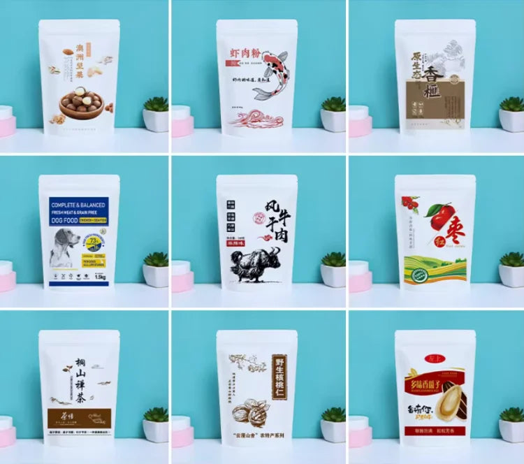 200PCS Aluminum Foil Zipper Packaging Bag DIY Custom Logo Tea Matcha Cocoa Powder Coffee Snack Sugar Spice Jewelry Gift Pouches