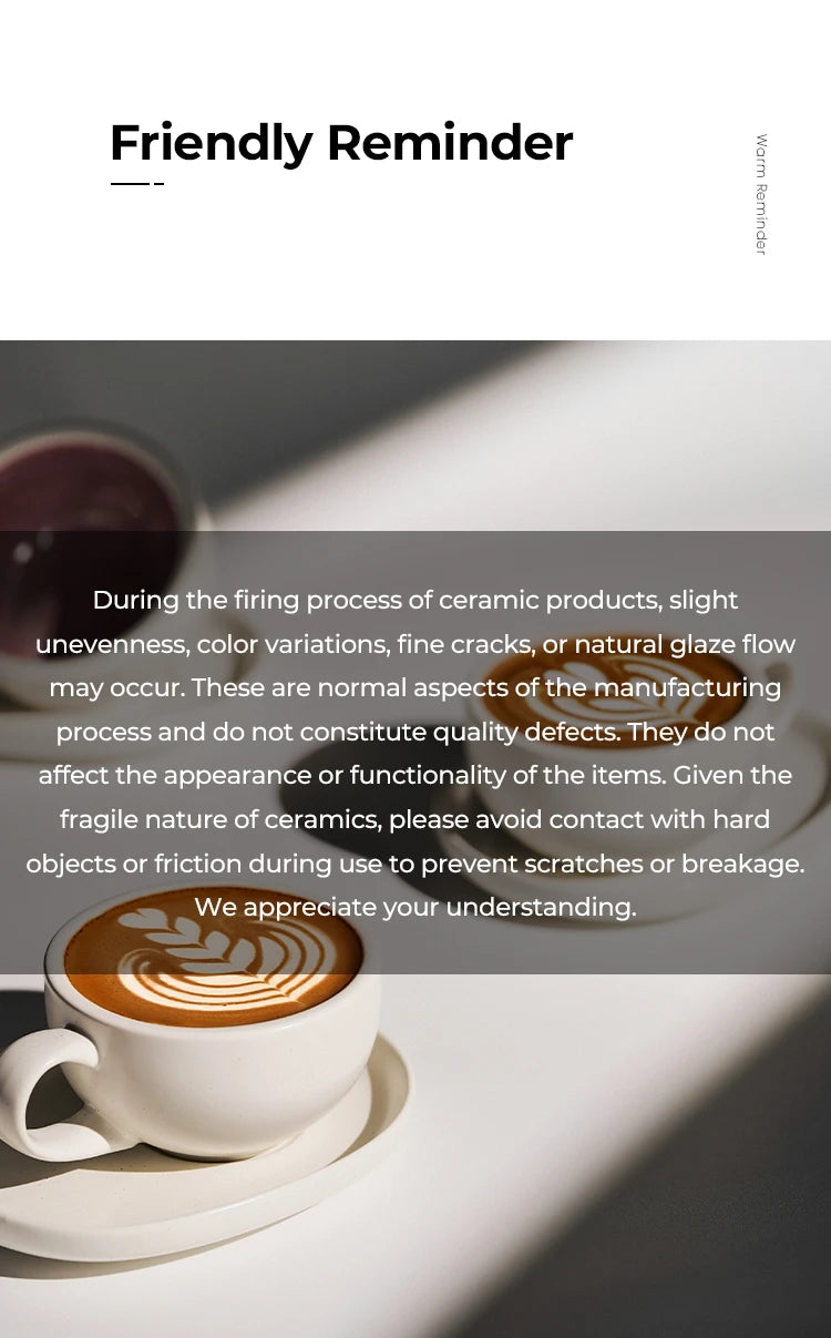 IKAPE Latte Cup with Saucer,270ml Large Capacity  Ceramic Coffee Cup, Ideal for Coffee Lovers & Baristas