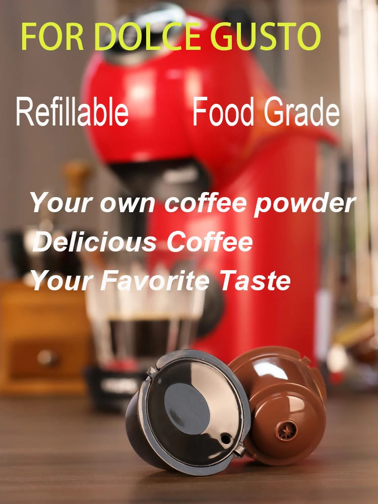 6pcs Refillable Coffee Capsule for Dolce Gusto Reusable  Empty Pods Filter Cup  Plastic  with Spoon and Brush