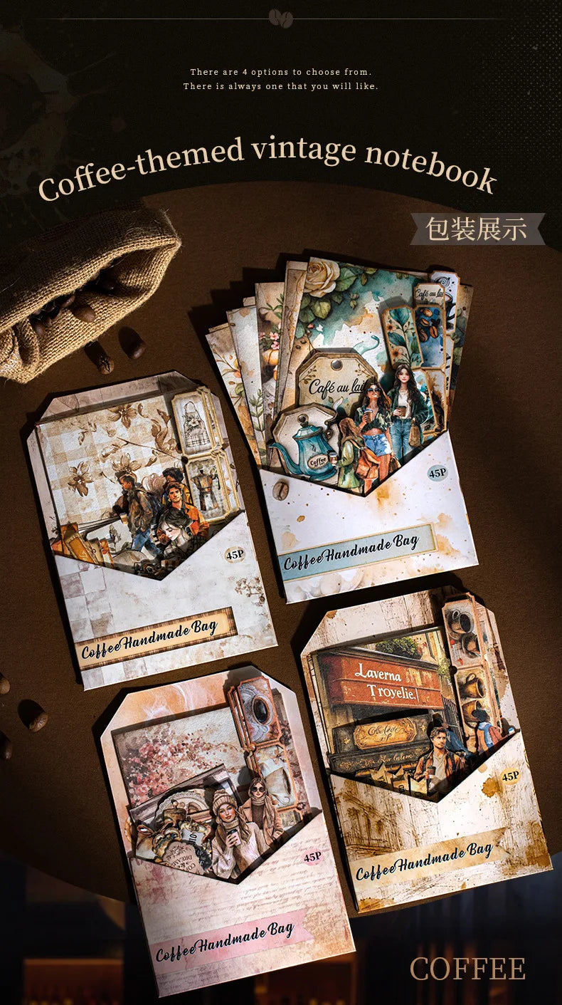 1pack/2pack Vintage Journal 45 Sheets/pack Coffee Journal Material Pack Large Quantity Pack Series Coffee Themed