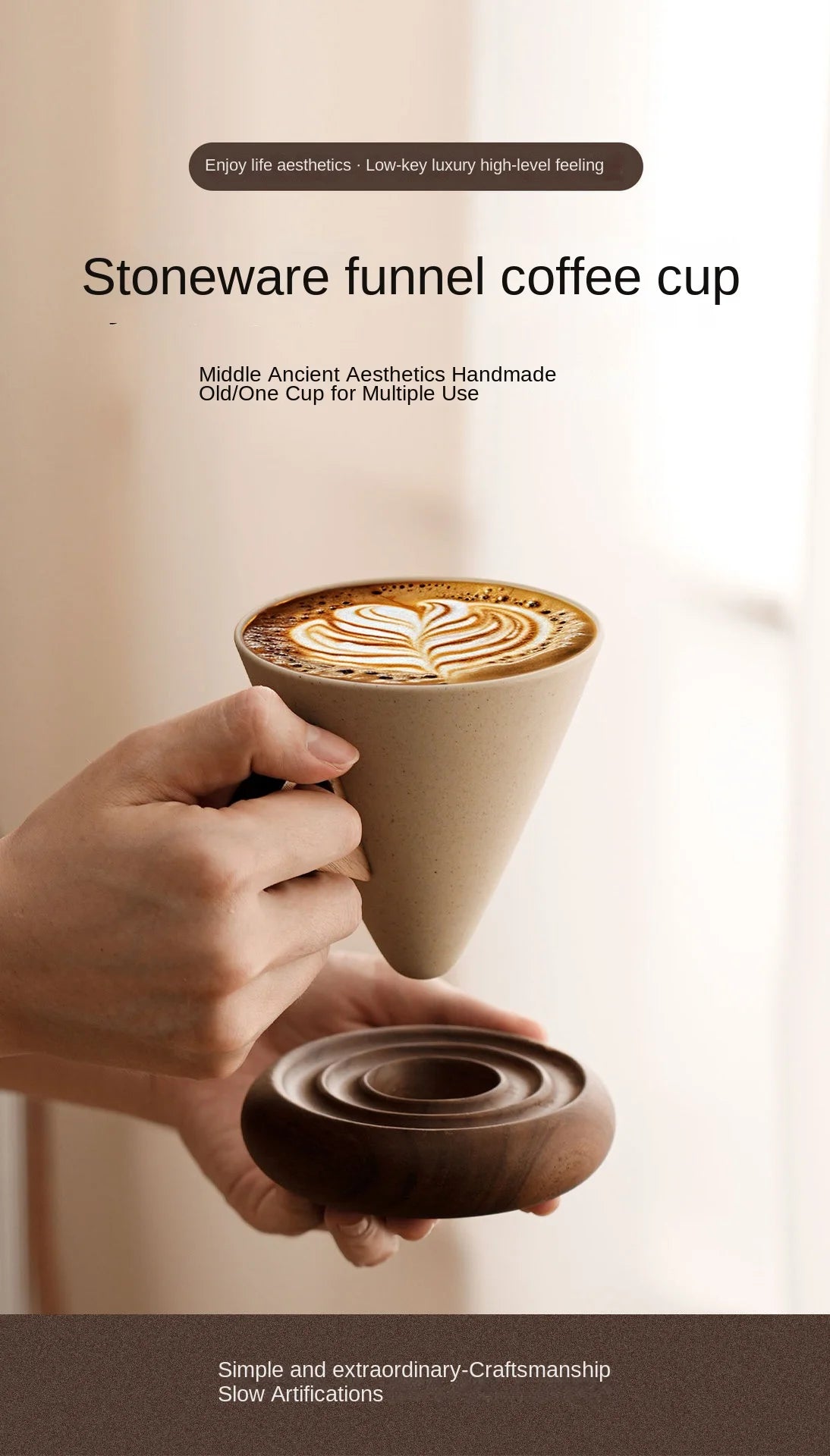 Triangular Cone Shape Vintage Pottery Tea Coffee Cup Pull Japanese Ceramic Mug Stoneware Rough Latte Espresso Cup 180ml