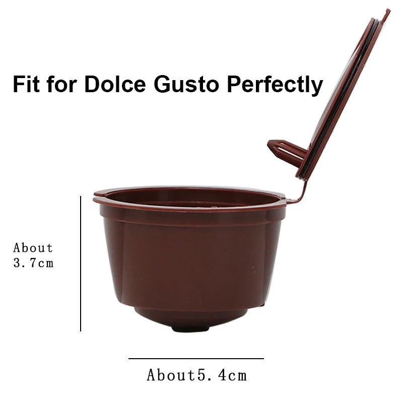 6pcs Refillable Coffee Capsule for Dolce Gusto Reusable  Empty Pods Filter Cup  Plastic  with Spoon and Brush