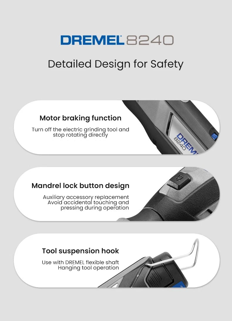 Dremel Cordless Electric Grinder 8240 N-5 12V Lithium-Ion Battery Variable Speed Rotary Tool for Polishing Grinding Cutting Sand