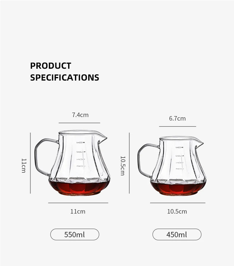 Bincoo 450ml 550ml Glass Coffee Server - Heat Resistant Barista Carafe for Cold Brew and Espresso Easy to Clean Drip Coffee Pot