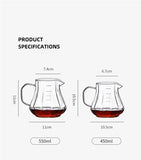 Bincoo 450ml 550ml Glass Coffee Server - Heat Resistant Barista Carafe for Cold Brew and Espresso Easy to Clean Drip Coffee Pot