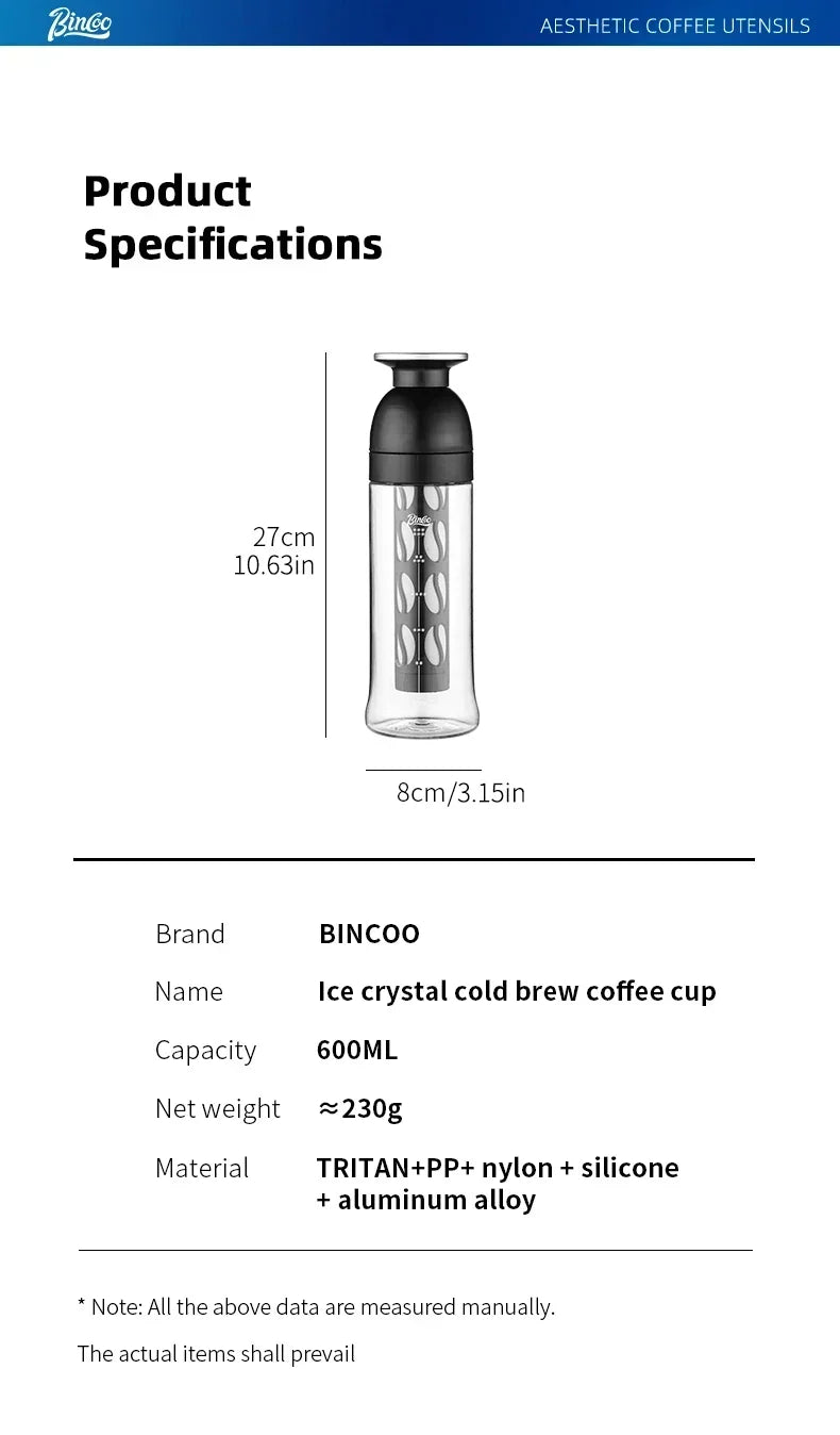 Bincoo Professional Cold Brew Coffee Maker, Safe Tritan Construction, Fine Mesh Filter, Temperature Resistant Portable Brewer