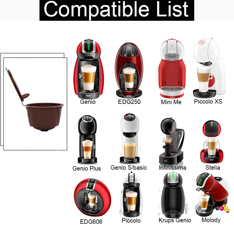 6pcs Refillable Coffee Capsule for Dolce Gusto Reusable  Empty Pods Filter Cup  Plastic  with Spoon and Brush