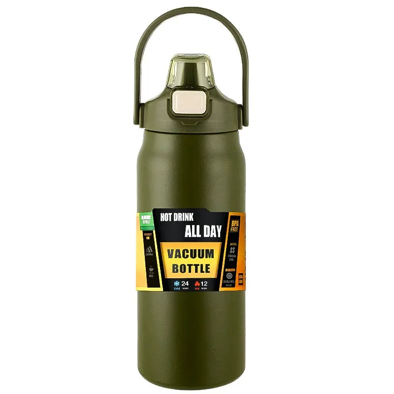 Portable Thermos with Straw Cold and Hot Thermal Mug Tumbler Coffee Cup Sports Vacuum Flasks 304 Stainless Steel Water Bottle