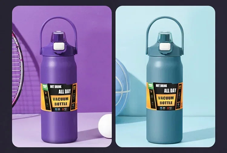 Portable Thermos with Straw Cold and Hot Thermal Mug Tumbler Coffee Cup Sports Vacuum Flasks 304 Stainless Steel Water Bottle
