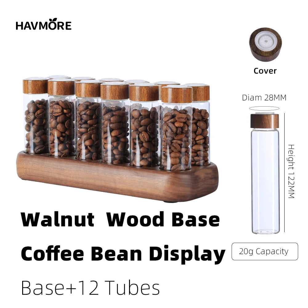 Convenient Magnetic Coffee Bean Storage Glass Tubes Storage Container Display Rack Espresso Accessories