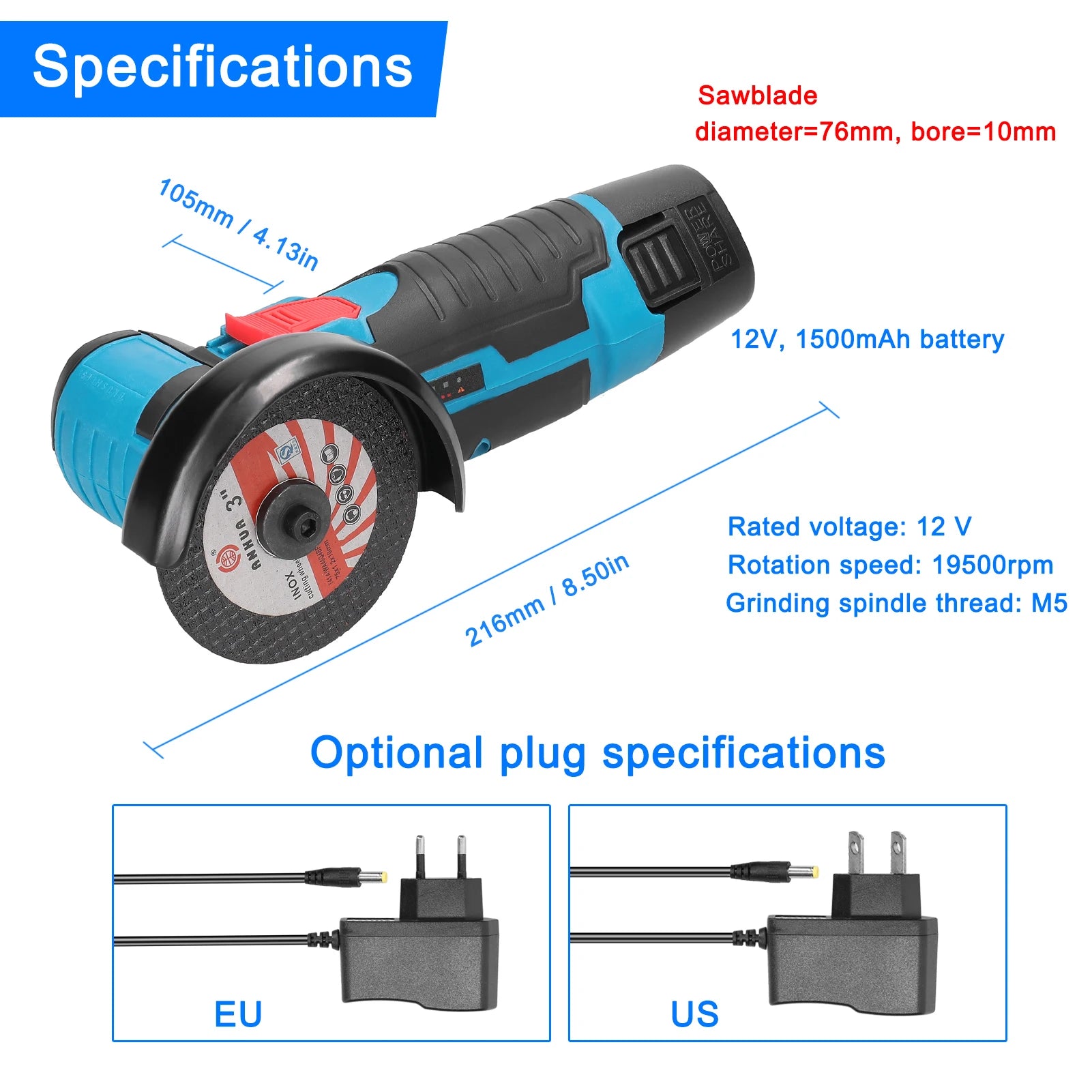 19500rpm Multifunctional Mini Grinder Electric Grinding Tool Handheld Cutter for Cutting Polishing Ceramic Tile Wood Stone Steel