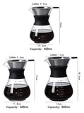 Glass Pour Over Coffee Maker Set with Sharing Carafe, Household Drip Coffee Brewer Kit for Home Brewing