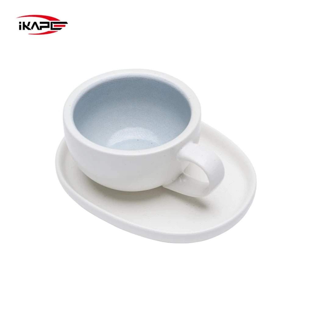 IKAPE Latte Cup with Saucer,270ml Large Capacity  Ceramic Coffee Cup, Ideal for Coffee Lovers & Baristas