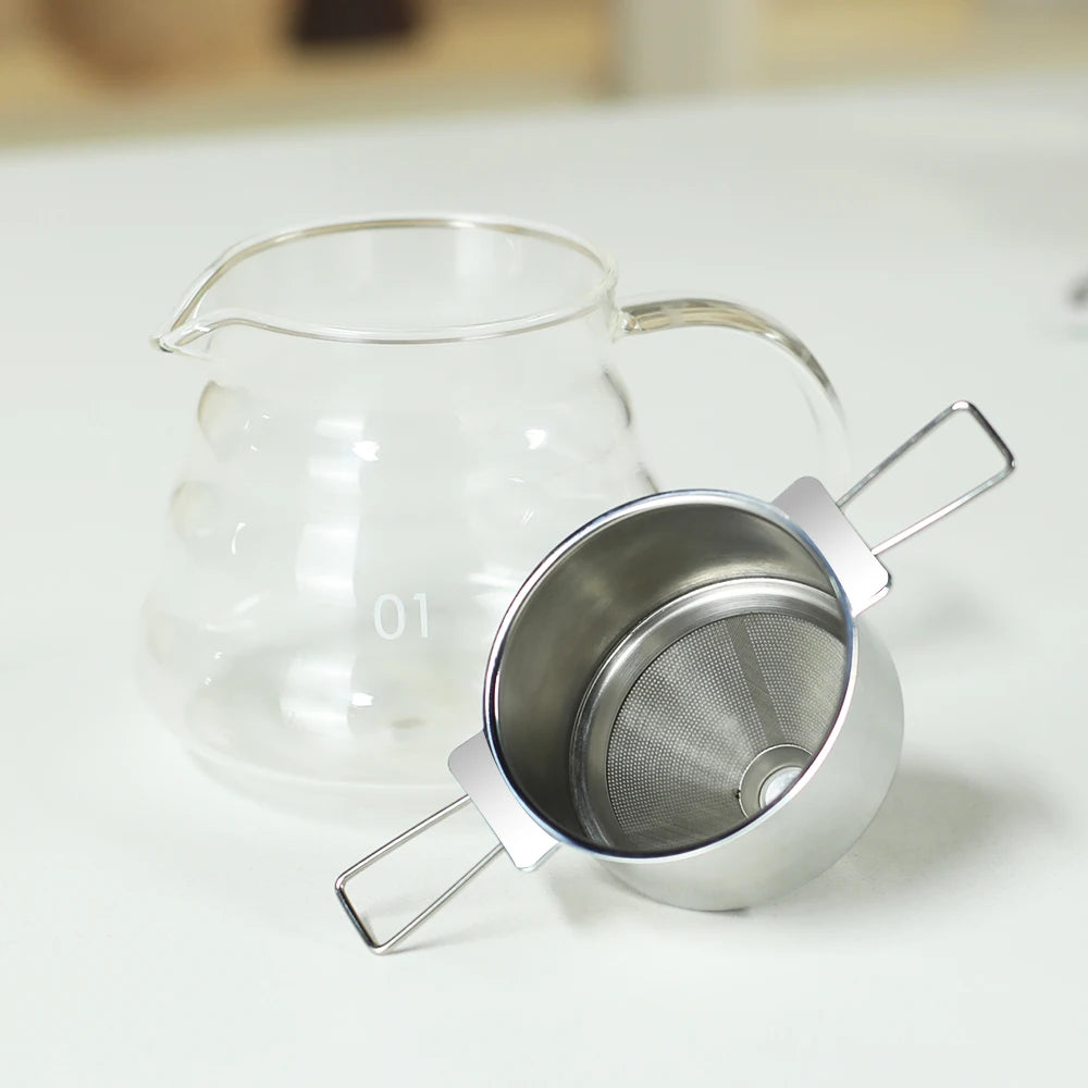 Stainless steel folding ear filter cup, no filter paper, easy to carry and clean funnel, outdoor camping coffee utensils