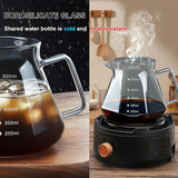 Pour Over Coffee Maker Set, 20 oz Borosilicate Glass Carafe with 100 pcs V02 Paper Filter, Walnut Handle & Glass Lid, Gray