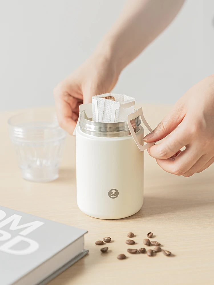 TIMEMORE Hand-Pour Coffee Cup 2-in-1 Ceramic water cup steel Portable Keeps Warm And Cold Send 10 coffee filter papers 320ml