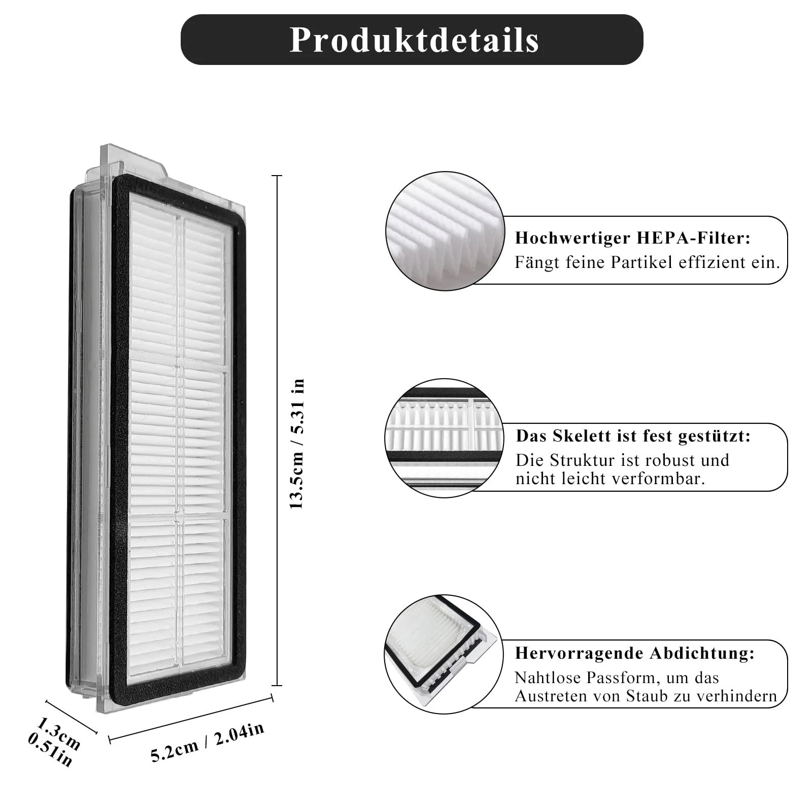 HEPA Filter for Roborock Qrevo S/Qrevo Curve/Qrevo Pro/Qrevo Plus/Qrevo MaxV/Qrevo Edge Robot Vacuum Cleaner Replacement Filter