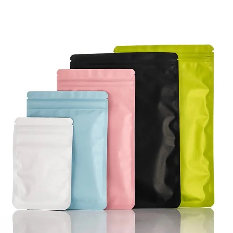 200PCS Aluminum Foil Zipper Packaging Bag DIY Custom Logo Tea Matcha Cocoa Powder Coffee Snack Sugar Spice Jewelry Gift Pouches